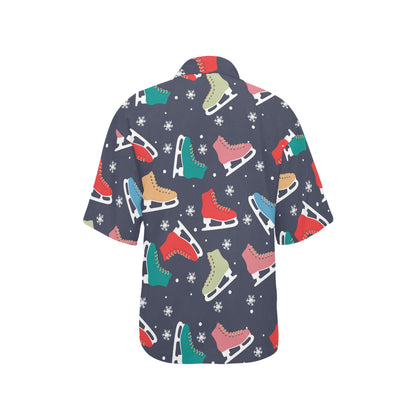 Ice Skate Pattern Print Design 04 Women's Hawaiian Shirt