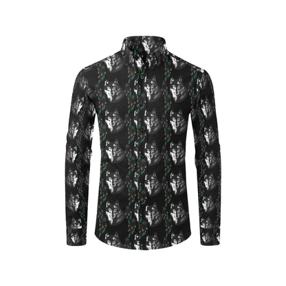 Wolf Black Dream Catcher Design Print Men's Long Sleeve Shirt