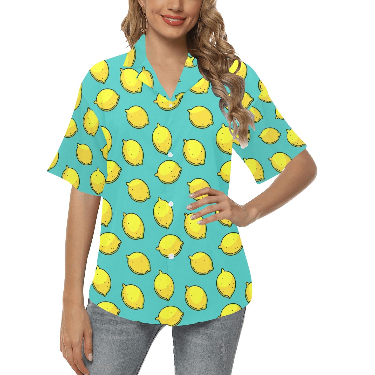 Lemon Pattern Print Design LM04 Women's Hawaiian Shirt