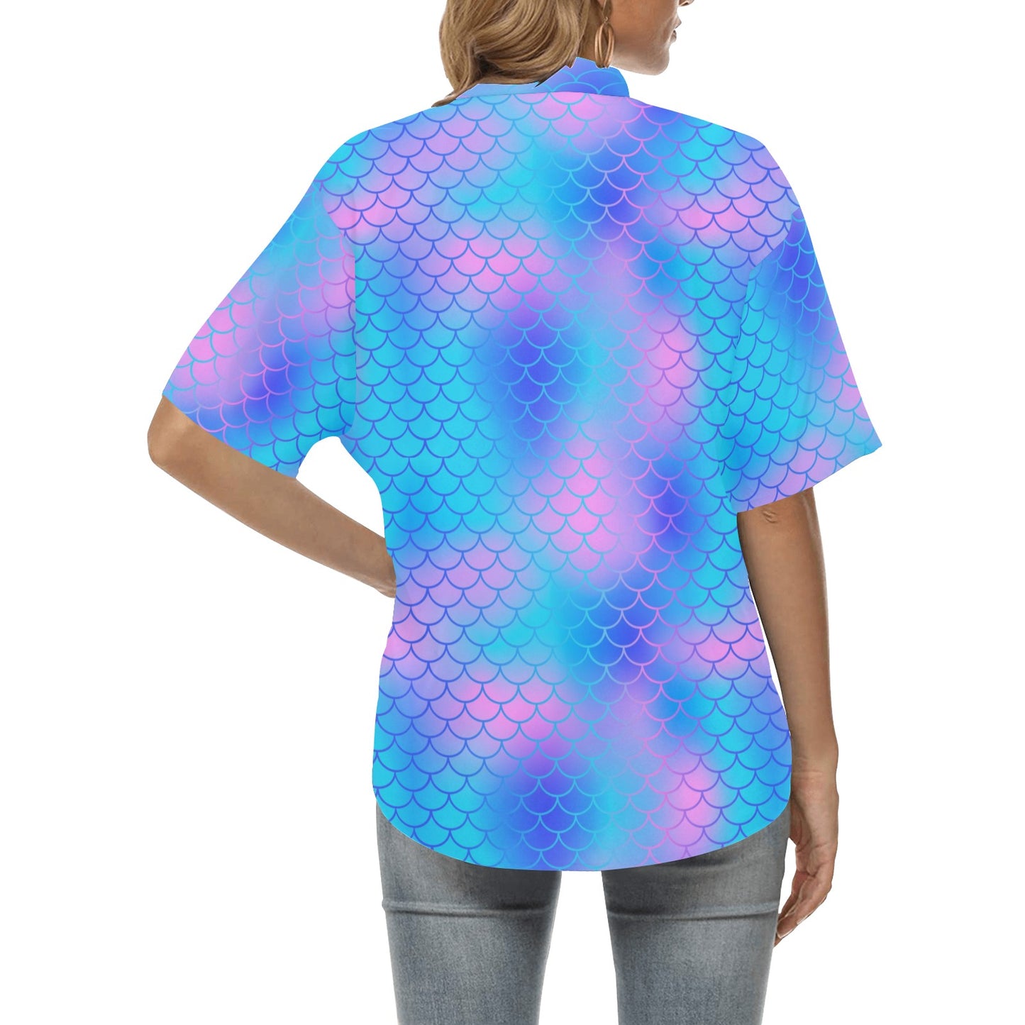 Mermaid Scales Pattern Print Design 04 Women's Hawaiian Shirt