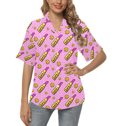 Lipstick Pattern Print Design LT03 Women's Hawaiian Shirt