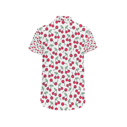 Cherry Pattern Print Design 03 Men's Short Sleeve Button Up Shirt