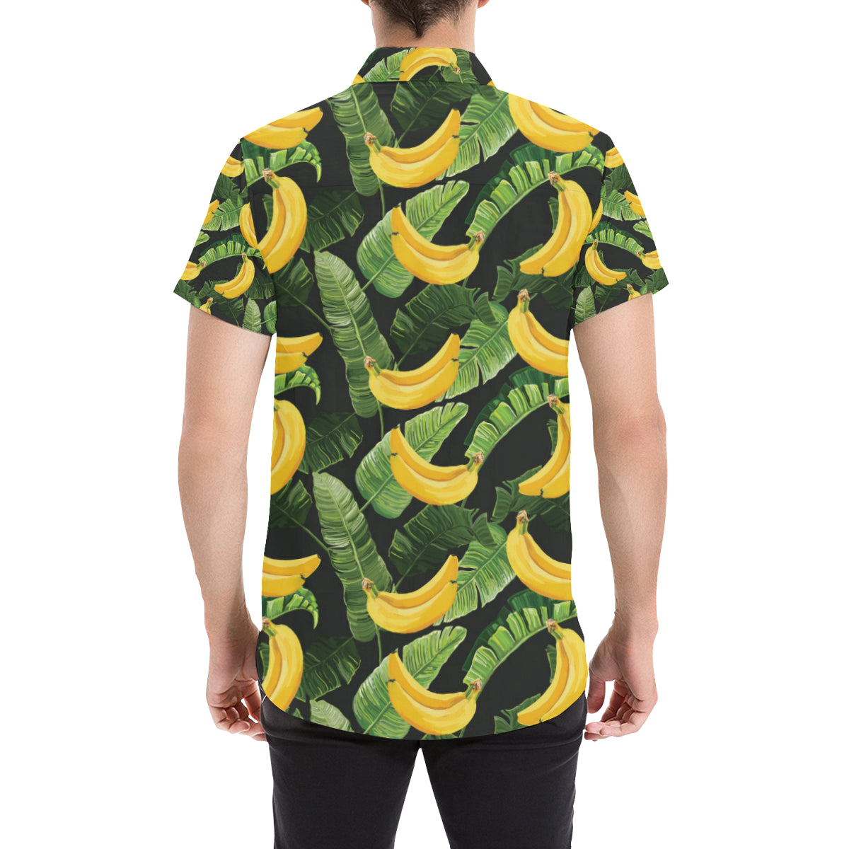Banana Pattern Print Design BA01 Men's Short Sleeve Button Up Shirt