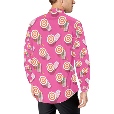 Beach Top View Umbrella Theme Men's Long Sleeve Shirt