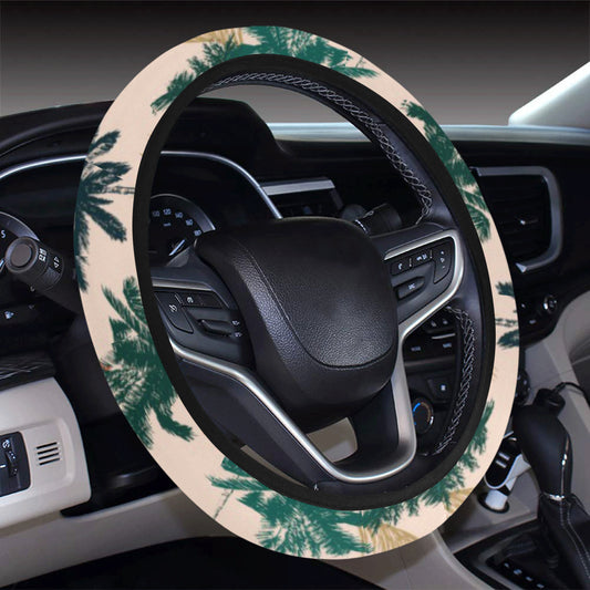 Palm Tree Pattern Print Design PT014 Steering Wheel Cover with Elastic Edge