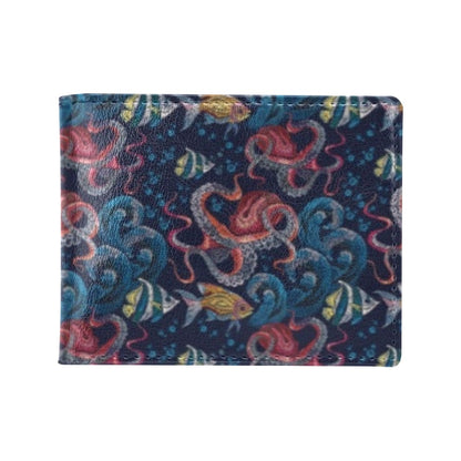 Underwater Giant Squid Print Design LKS302 Men's ID Card Wallet