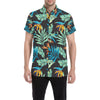 Tropical Palm Leaves Hawaiian Flower Men's Short Sleeve Button Up Shirt