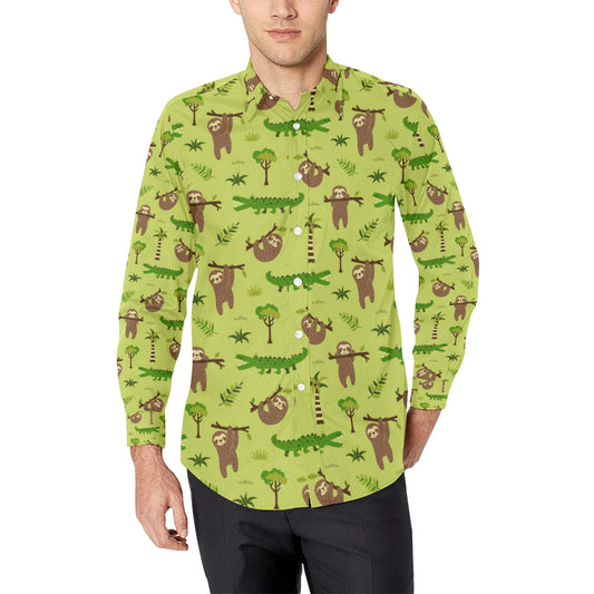 Alligator Pattern Print Design 04 Men's Long Sleeve Shirt
