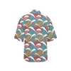 Tribal Wave Pattern Print Women's Hawaiian Shirt