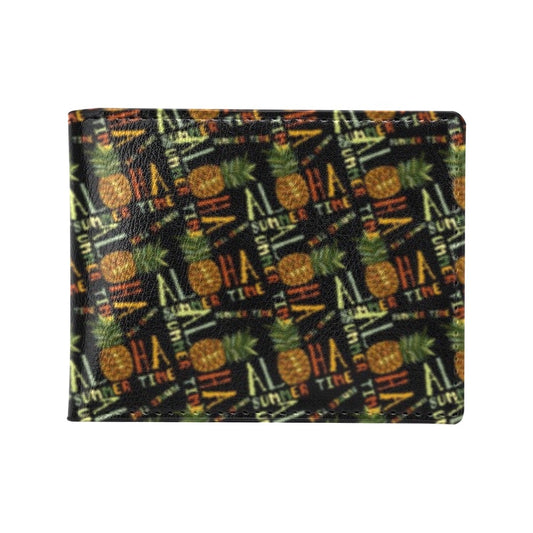 Aloha Hawaii Time Design Themed Print Men's ID Card Wallet