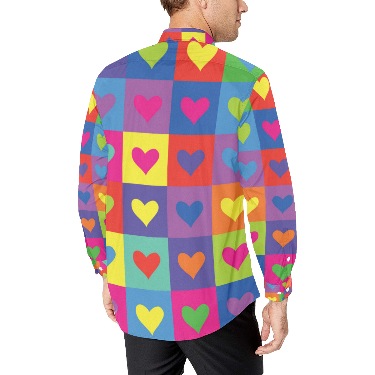 Pop Art Heart Pattern Print Design A01 Men's Long Sleeve Shirt