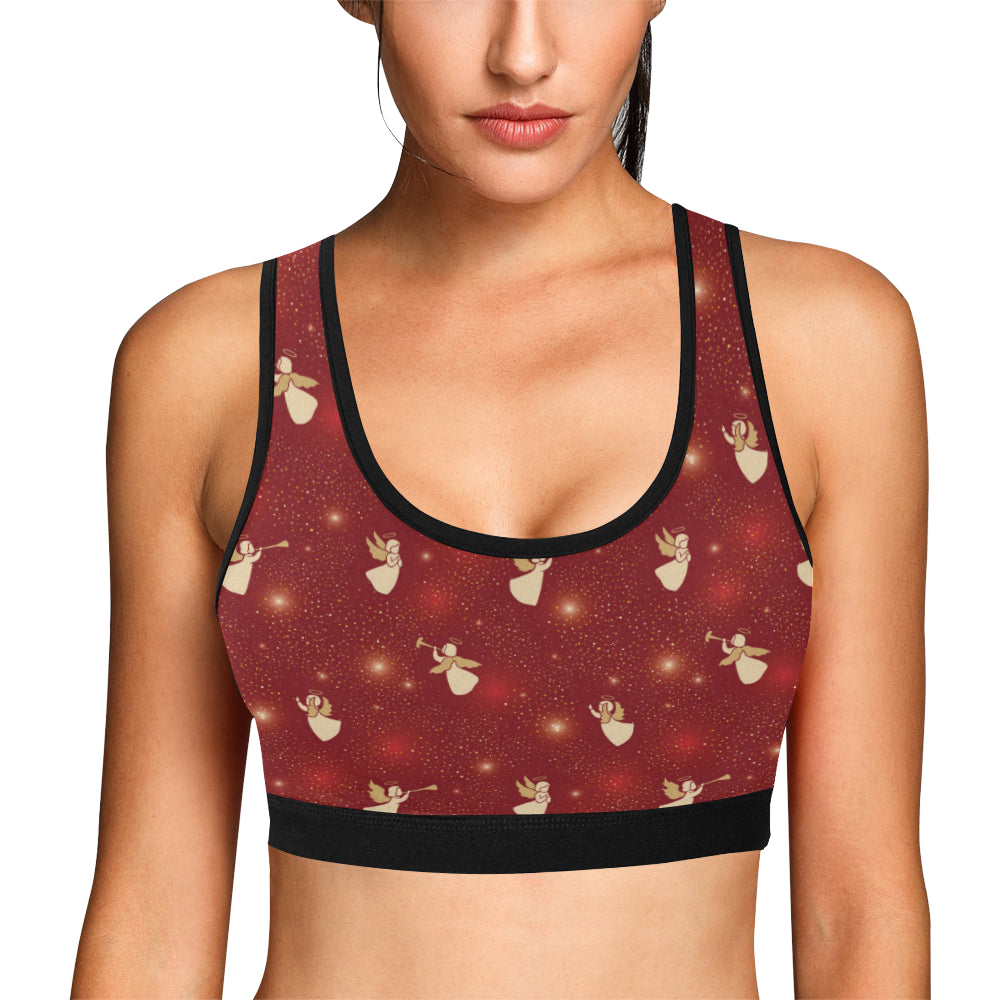 Angel Pattern Print Design 07 Sports Bra