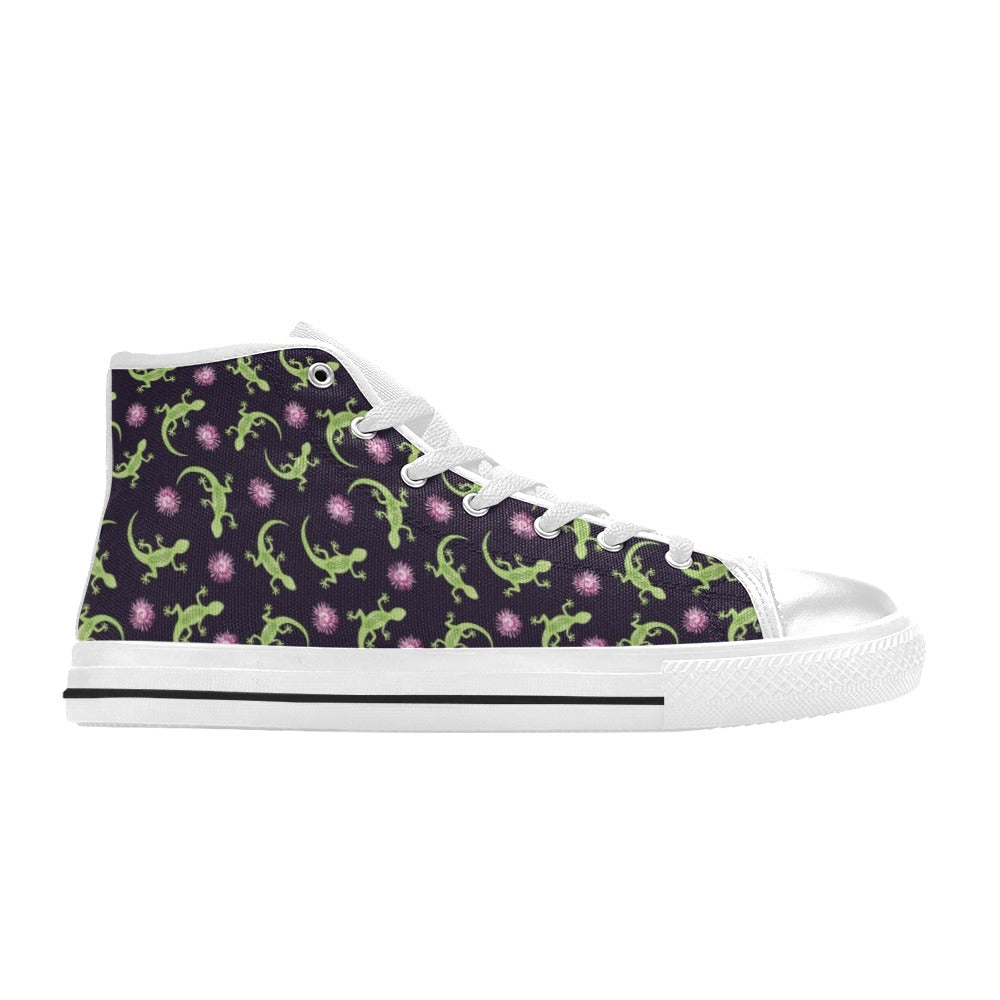 lizard Print Design LKS402 High Top Women's White Shoes