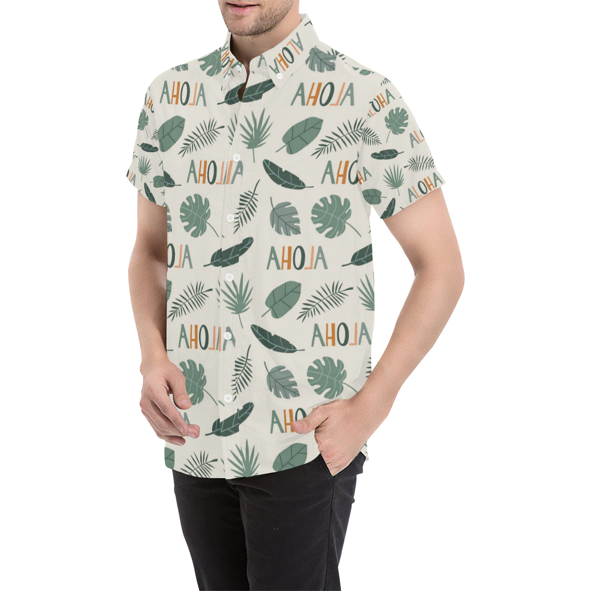 Aloha Hawaii Pattern Print Design 05 Men's Short Sleeve Button Up Shirt