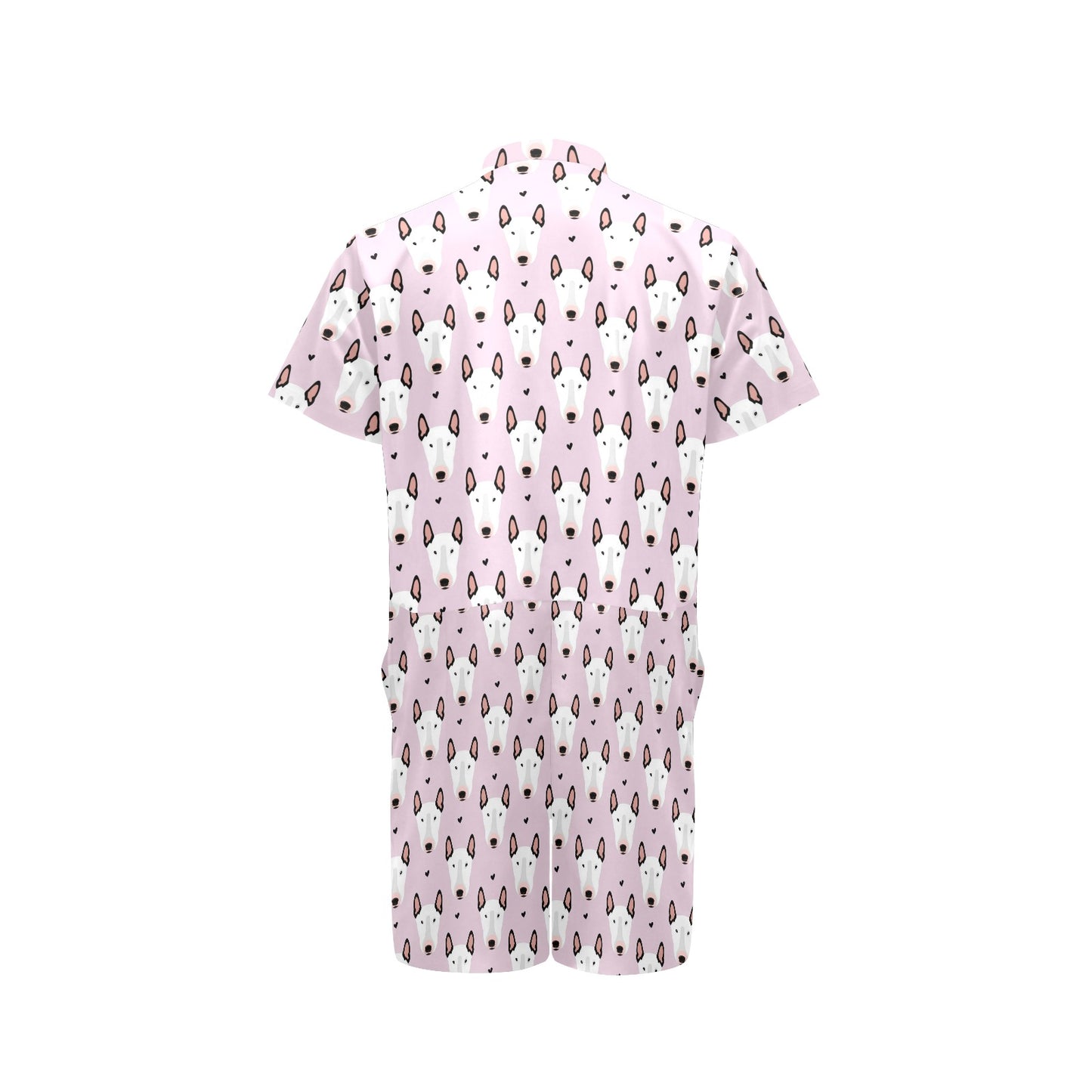 Bull Terrier Pink Print Pattern Men's Romper