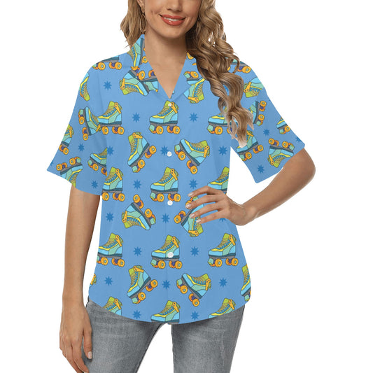 Roller skate Pattern Print Design A04 Women's Hawaiian Shirt