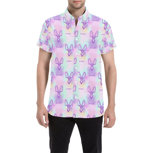Capricorn Zodiac Pattern Print Design 02 Men's Short Sleeve Button Up Shirt