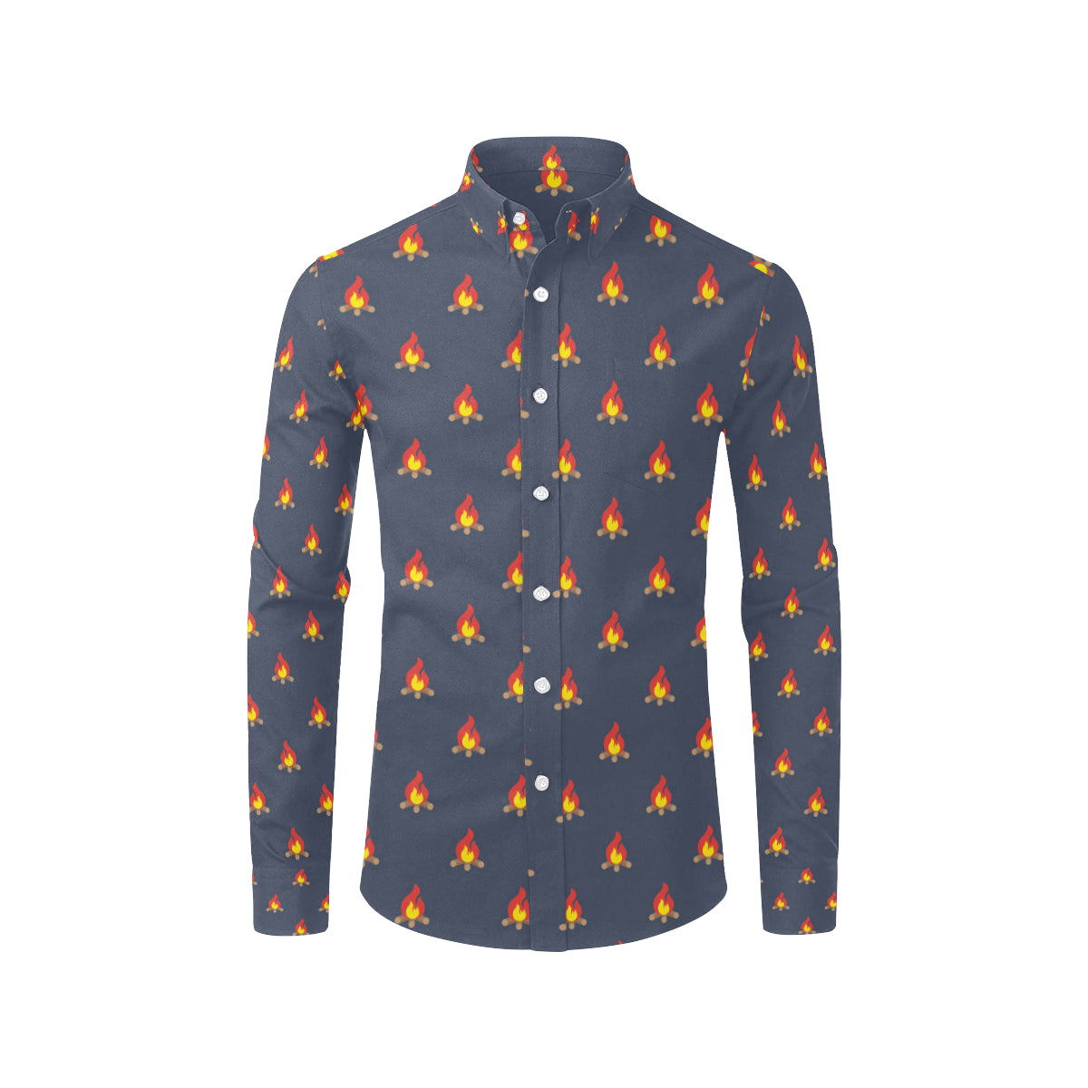 Campfire Pattern Print Design 02 Men's Long Sleeve Shirt