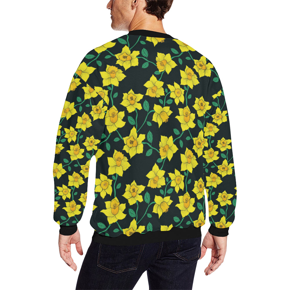 Daffodils Pattern Print Design DF03 Men Long Sleeve Sweatshirt