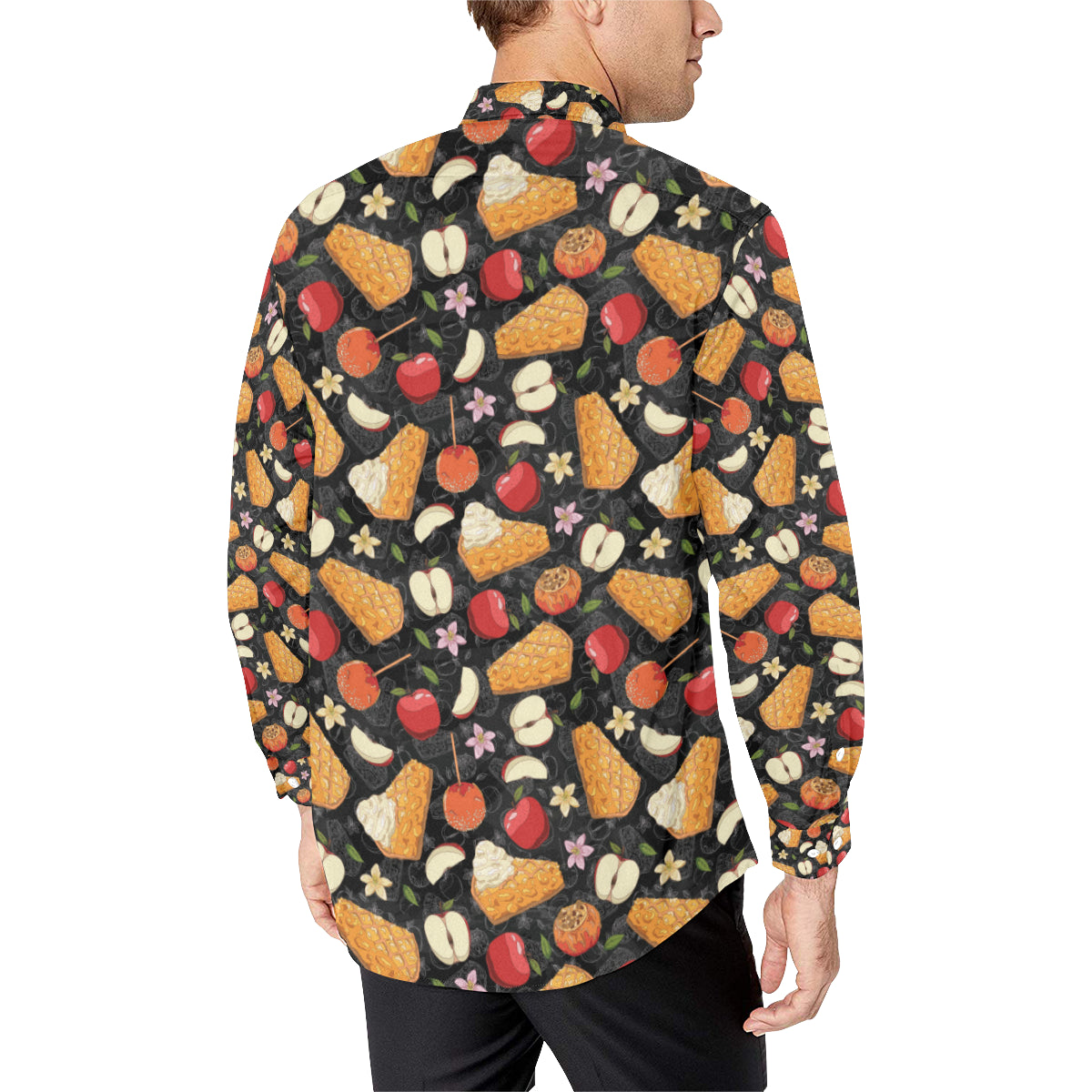 Apple Pie Pattern Print Design 01 Men's Long Sleeve Shirt