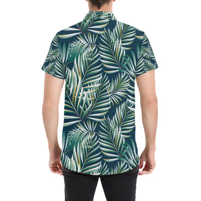 Sun Spot Tropical Palm Leaves hower Curtain Men's Short Sleeve Button Up Shirt