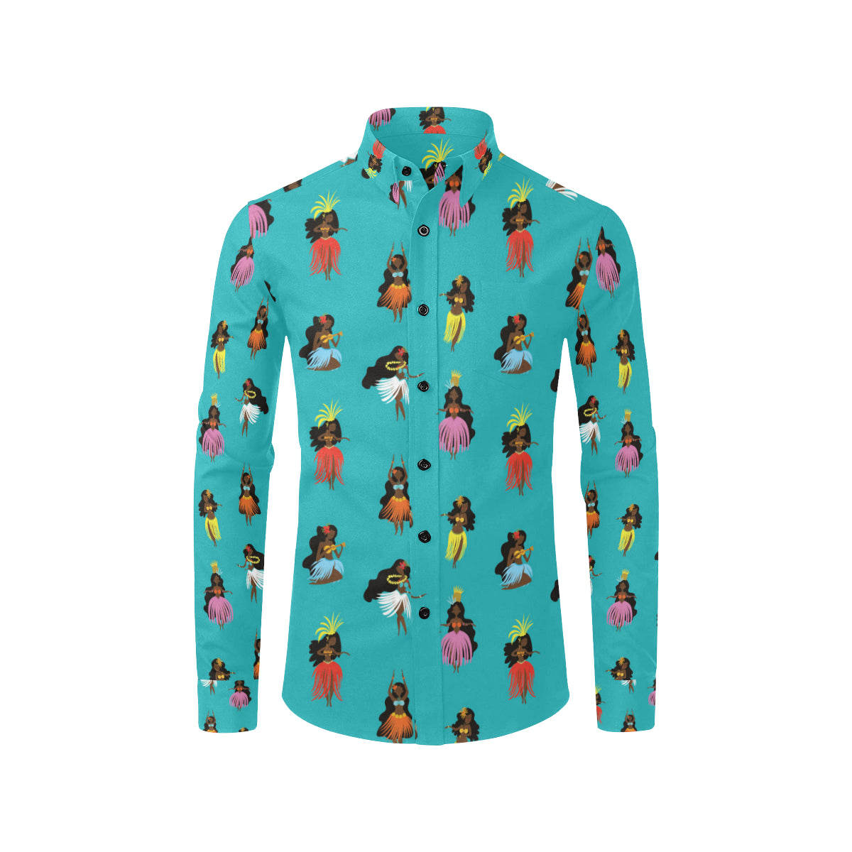 Hula Dancers Pattern Print Design 04 Men's Long Sleeve Shirt