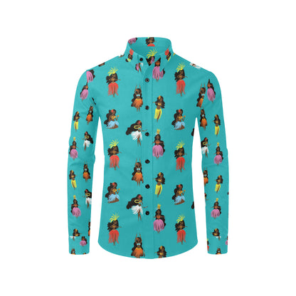 Hula Dancers Pattern Print Design 04 Men's Long Sleeve Shirt