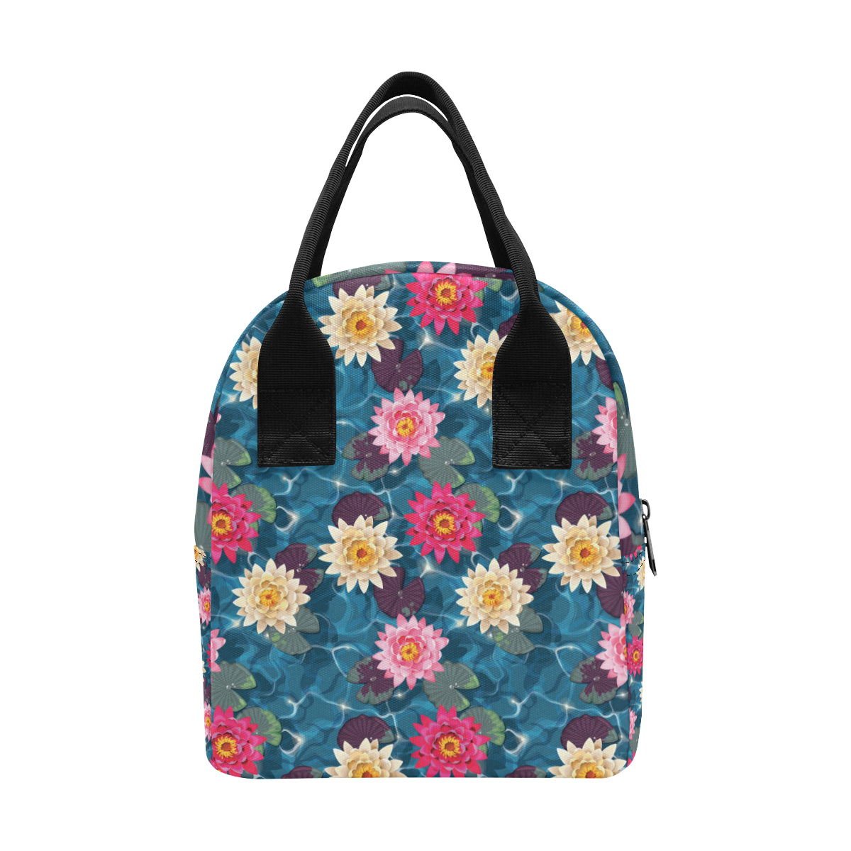Water Lily Pattern Print Design WL05 Insulated Lunch Bag
