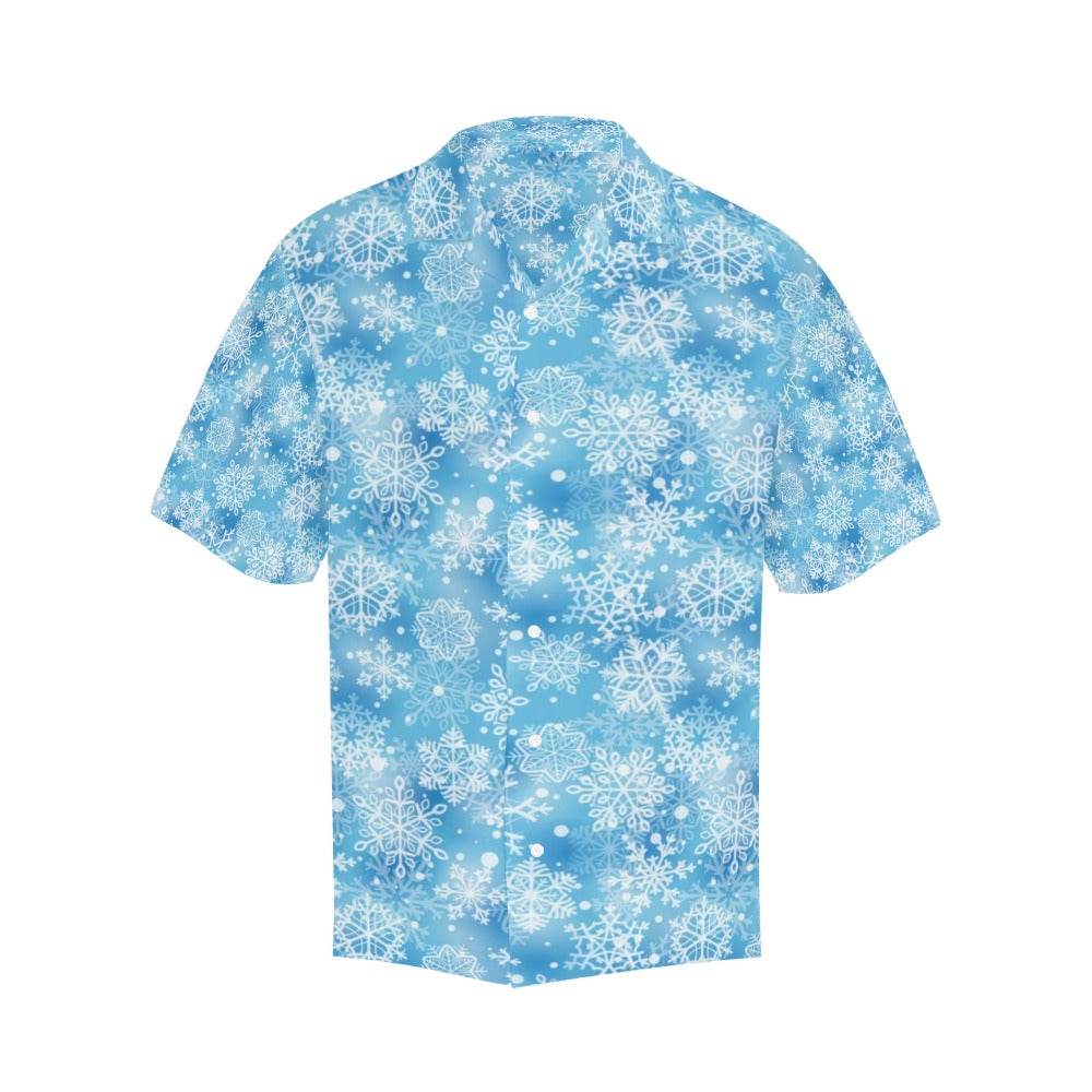 Snowflake Blue Print Design LKS301 Men's Hawaiian Shirt