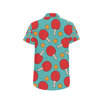Ping Pong Pattern Print Design A01 Men's Short Sleeve Button Up Shirt