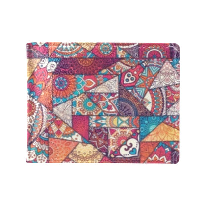 Patchwork Print Design LKS401 Men's ID Card Wallet