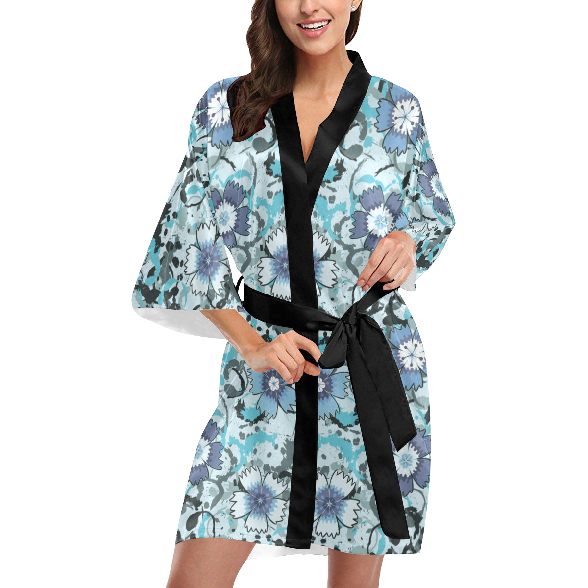 Carnations Pattern Print Design CN04 Women Kimono Robe