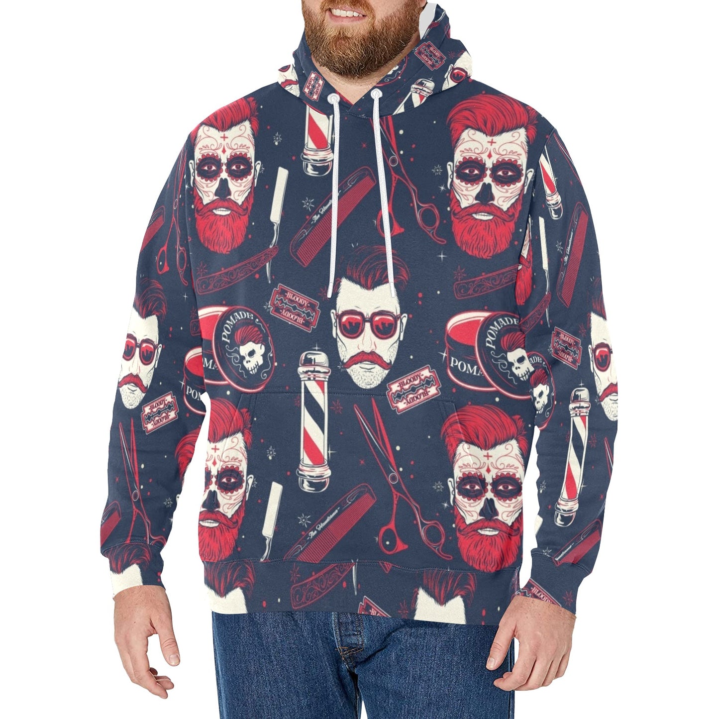 Barber Tools Design Print Pattern JJ004 Men's Pullover Hoodie