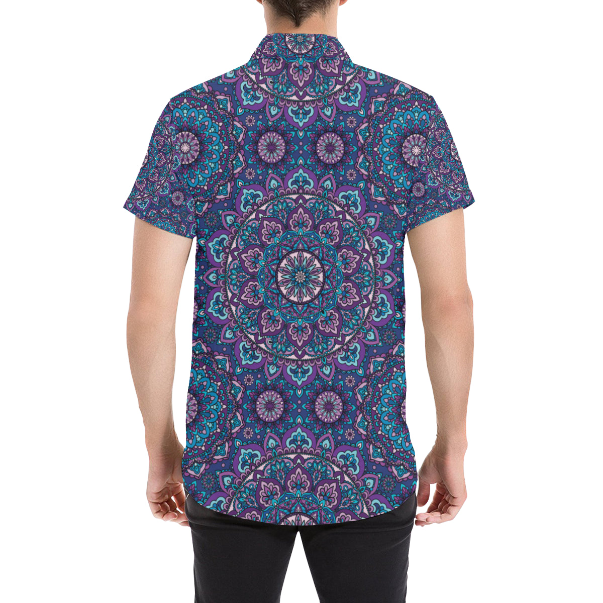 Medallion Pattern Print Design 05 Men's Short Sleeve Button Up Shirt