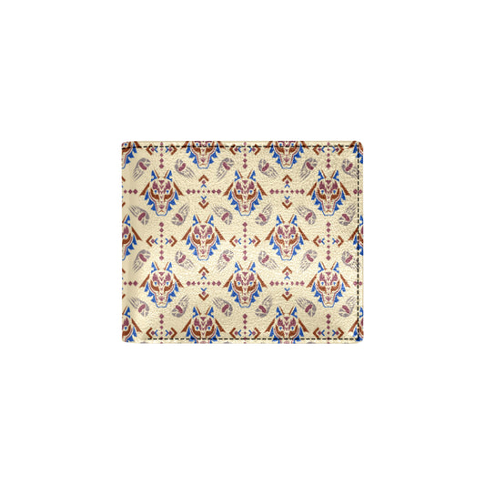 Aztec Wolf Pattern Print Design 03 Men's ID Card Wallet