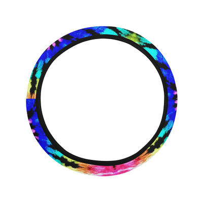 Tie Dye Rainbow Design Print Steering Wheel Cover with Elastic Edge