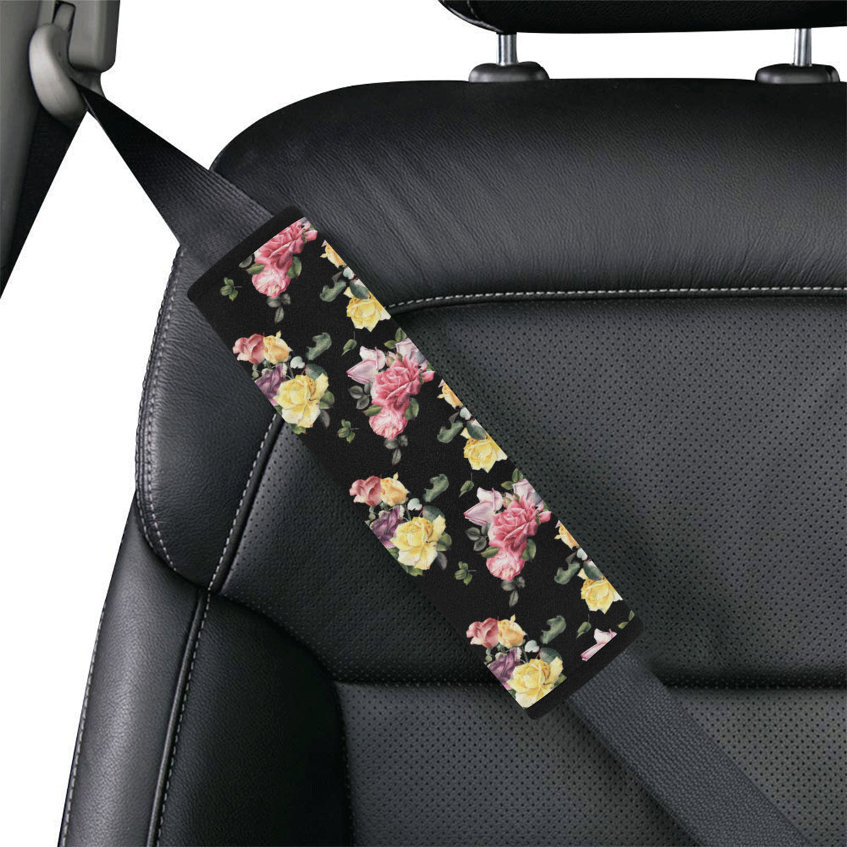 Rose Pattern Print Design RO010 Car Seat Belt Cover