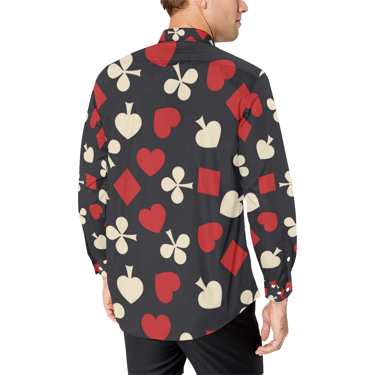 Poker Cards Pattern Print Design A02 Men's Long Sleeve Shirt