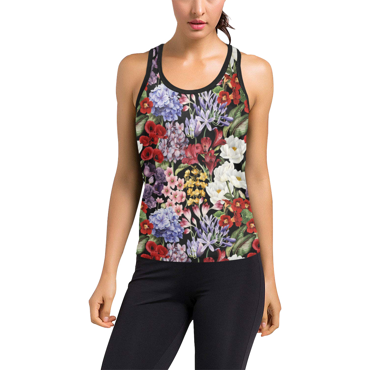 Summer Floral Pattern Print Design SF04 Women's Racerback Tank Top