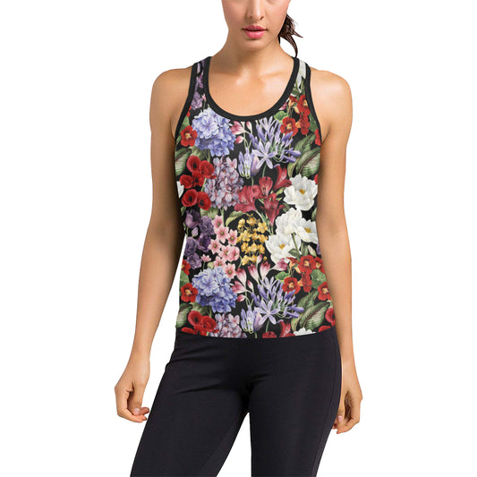 Summer Floral Pattern Print Design SF04 Women's Racerback Tank Top