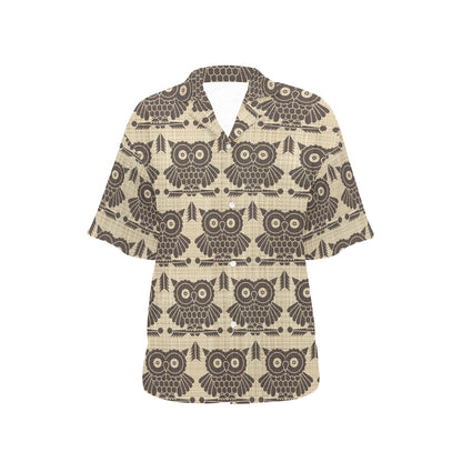 Owl Pattern Print Design A01 Women's Hawaiian Shirt