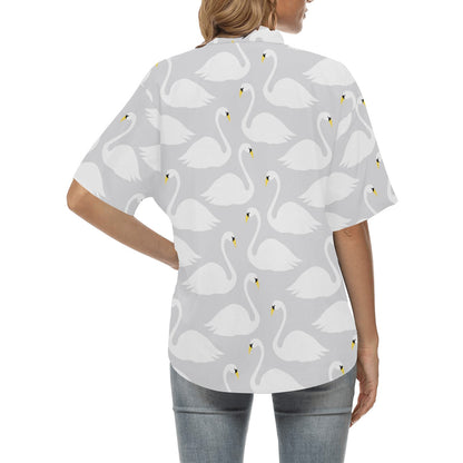 Swan Pattern Print Design 02 Women's Hawaiian Shirt
