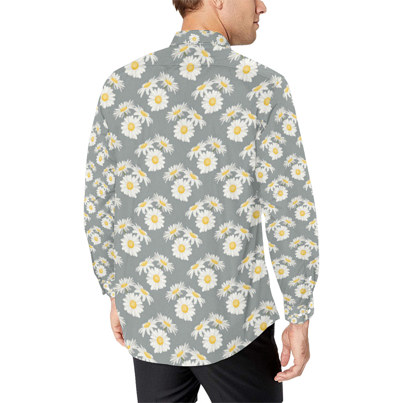 Daisy Pattern Print Design DS09 Men's Long Sleeve Shirt