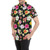 Hibiscus Pattern Print Design HB025 Men's Short Sleeve Button Up Shirt