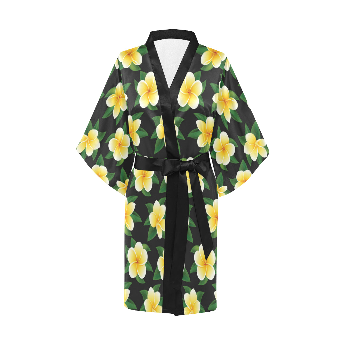 Plumeria Pattern Print Design A03 Women's Short Kimono