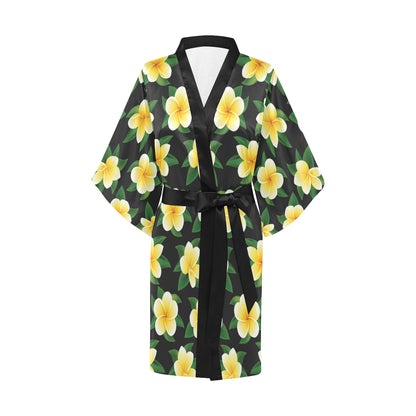 Plumeria Pattern Print Design A03 Women's Short Kimono