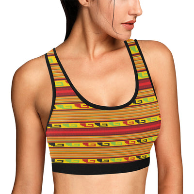 Mexican Blanket Ornament Print Pattern Sports Bra