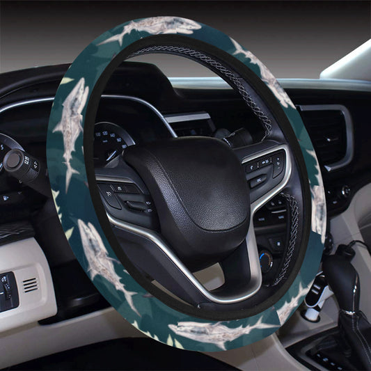 Shark Pattern Print Steering Wheel Cover with Elastic Edge
