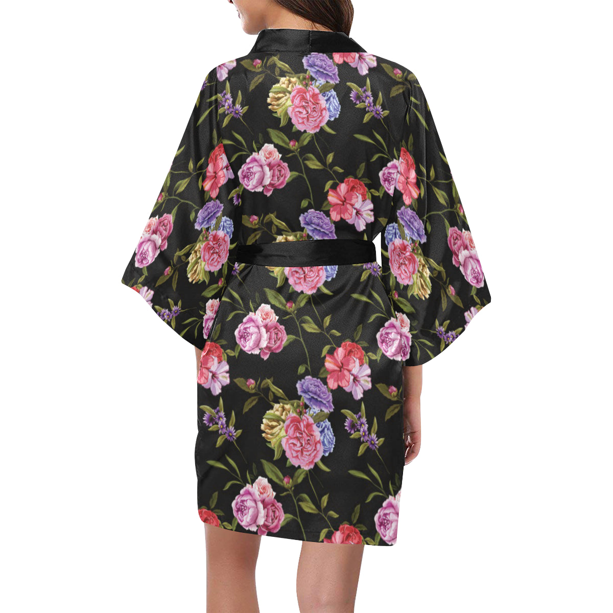 Carnations Pattern Print Design CN05 Women Kimono Robe