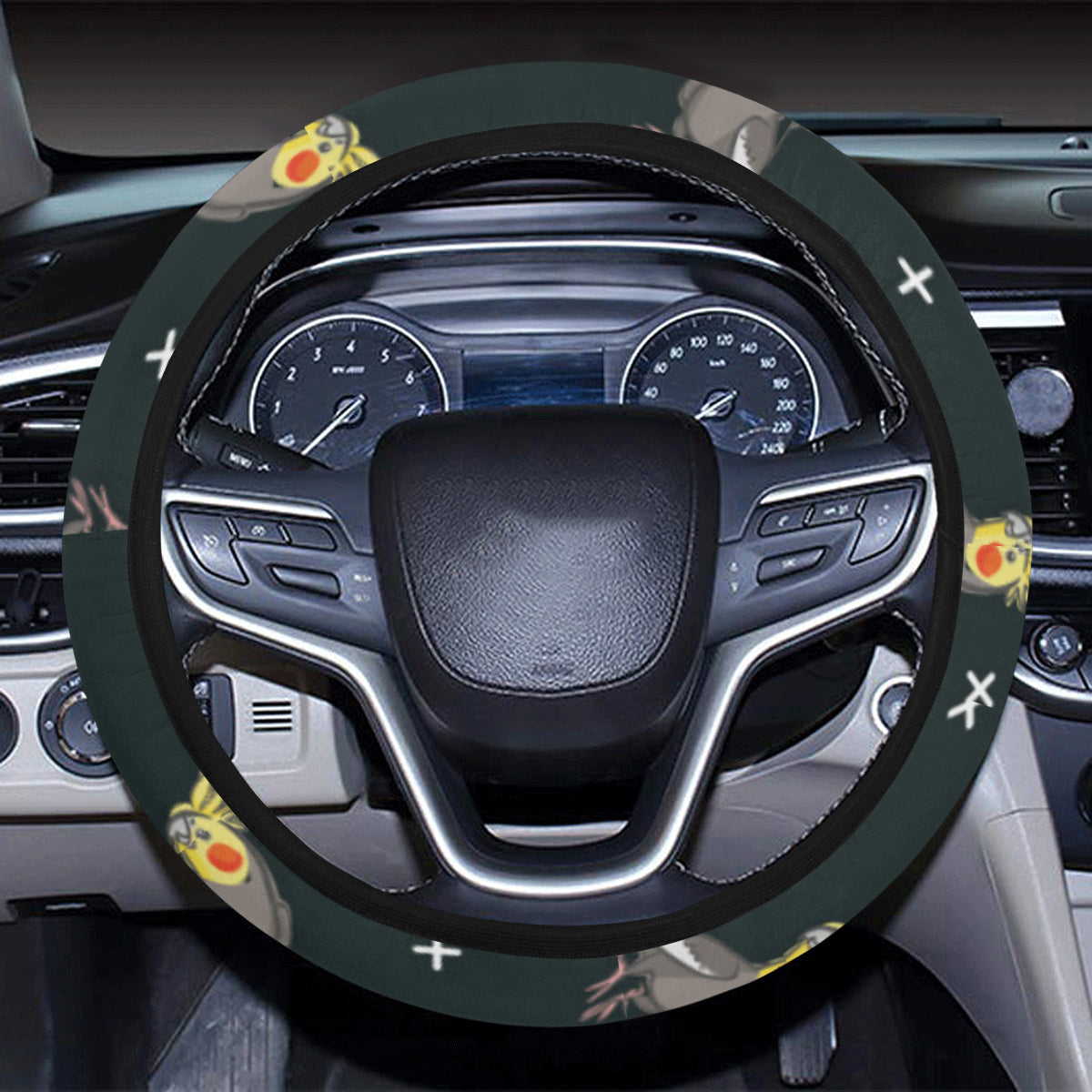 Cockatiel Pattern Print Design 02 Steering Wheel Cover with Elastic Edge